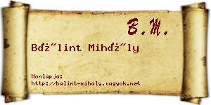 Bálint Mihály névjegykártya