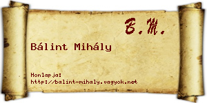 Bálint Mihály névjegykártya